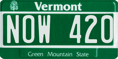 VT license plate NOW420