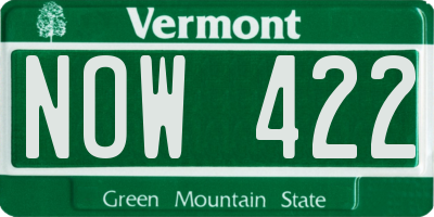 VT license plate NOW422