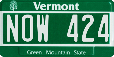 VT license plate NOW424