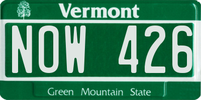 VT license plate NOW426
