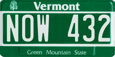 VT license plate NOW432