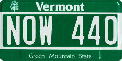 VT license plate NOW440