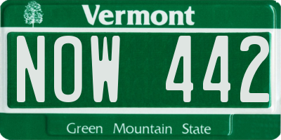 VT license plate NOW442