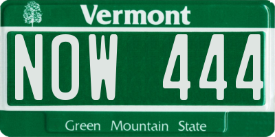 VT license plate NOW444