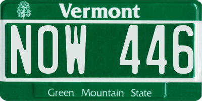 VT license plate NOW446