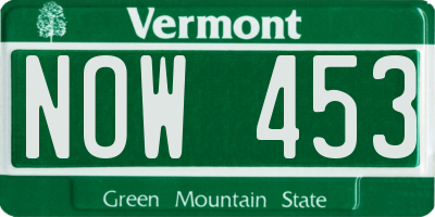 VT license plate NOW453