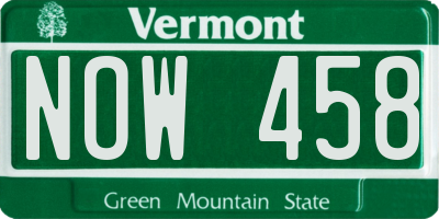 VT license plate NOW458