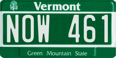 VT license plate NOW461