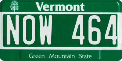 VT license plate NOW464