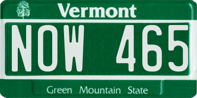 VT license plate NOW465
