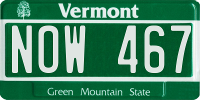 VT license plate NOW467