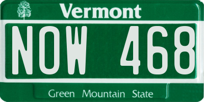 VT license plate NOW468