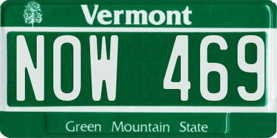 VT license plate NOW469