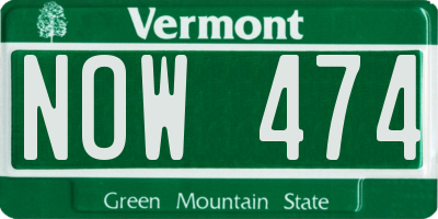 VT license plate NOW474