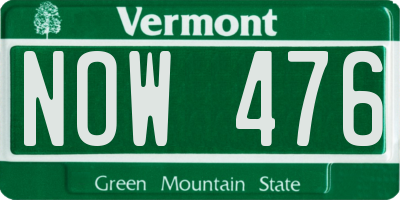 VT license plate NOW476