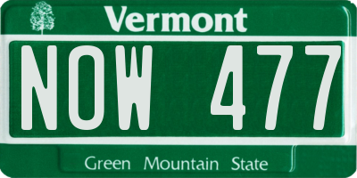 VT license plate NOW477