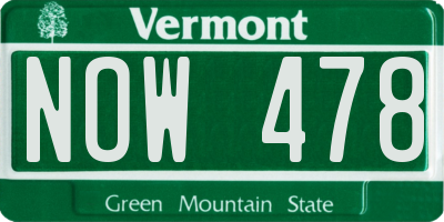 VT license plate NOW478