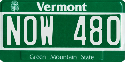 VT license plate NOW480