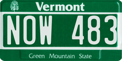 VT license plate NOW483
