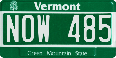 VT license plate NOW485