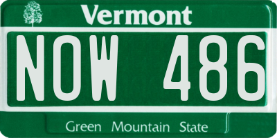 VT license plate NOW486