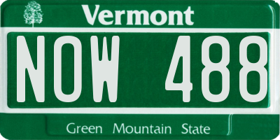 VT license plate NOW488