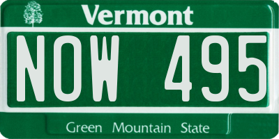 VT license plate NOW495