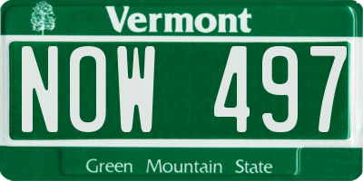 VT license plate NOW497