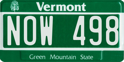 VT license plate NOW498