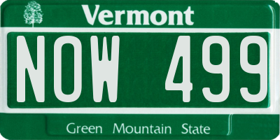VT license plate NOW499