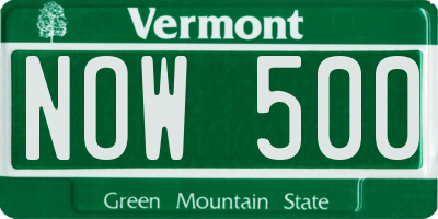VT license plate NOW500