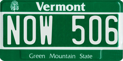 VT license plate NOW506