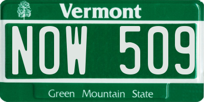 VT license plate NOW509