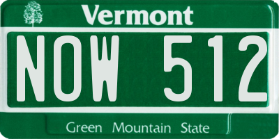 VT license plate NOW512