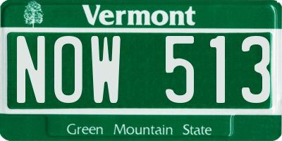 VT license plate NOW513