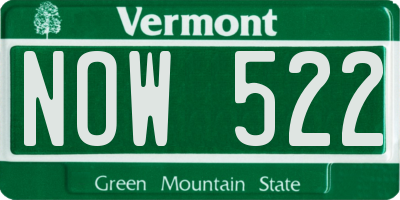 VT license plate NOW522