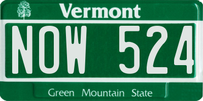 VT license plate NOW524