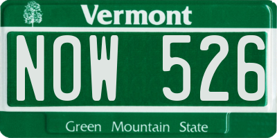 VT license plate NOW526