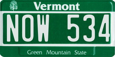 VT license plate NOW534