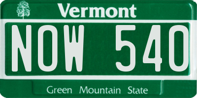 VT license plate NOW540