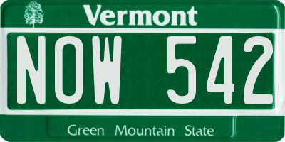 VT license plate NOW542