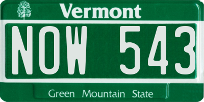 VT license plate NOW543