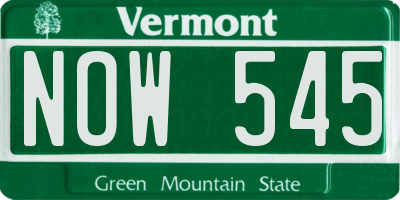 VT license plate NOW545