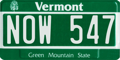 VT license plate NOW547