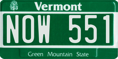 VT license plate NOW551
