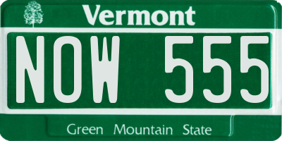 VT license plate NOW555