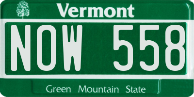 VT license plate NOW558
