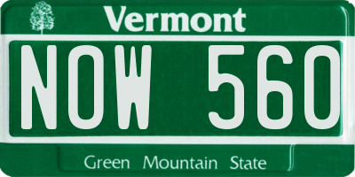 VT license plate NOW560