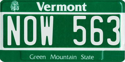 VT license plate NOW563