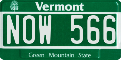 VT license plate NOW566